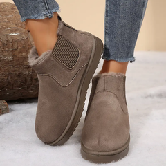 π₯ Order Today & Receive 49% OFF - Comfortable Round Toe Fluffy Lined Slip-On Ankle Winter Short Boots