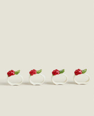 PACK OF CHRISTMAS CERAMIC MISTLETOE NAPKIN RINGS (PACK OF 4)