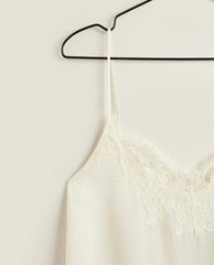 SATIN NIGHTDRESS WITH BLONDE LACE