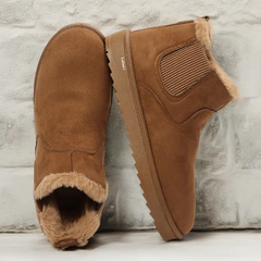 π₯ Order Today & Receive 49% OFF - Comfortable Round Toe Fluffy Lined Slip-On Ankle Winter Short Boots