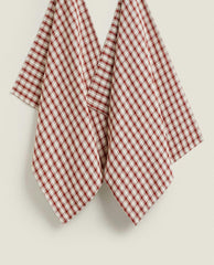 COLOURED CHECK TEA TOWELS (PACK OF 2)