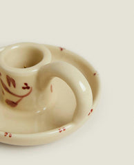 PAINTED CERAMIC CHRISTMAS CANDLESTICK