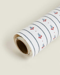 CHRISTMAS STRIPED HOLLY GIFT WRAPPING PAPER