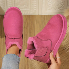 π₯ Order Today & Receive 49% OFF - Comfortable Round Toe Fluffy Lined Slip-On Ankle Winter Short Boots