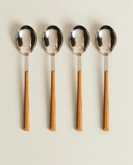 4-SPOON BOX WITH WOOD-EFFECT HANDLES
