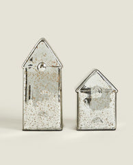 MERCURISED GLASS CHRISTMAS LED LIGHT HOUSE