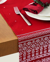 COTTON TABLE RUNNER WITH CHRISTMAS BORDER