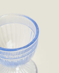 GLASS EGG CUP WITH RAISED DETAIL