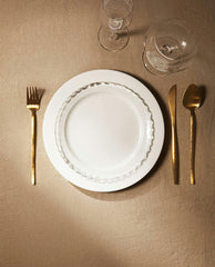 CHRISTMAS GLASS DESSERT PLATE WITH GOLD RIM