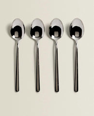 BOX OF 4 SHINY STEEL SPOONS