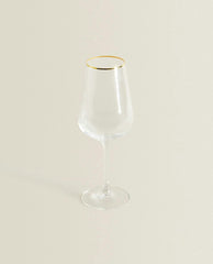 BOHEMIA CRYSTAL GOLD-RIMMED WINE GLASS