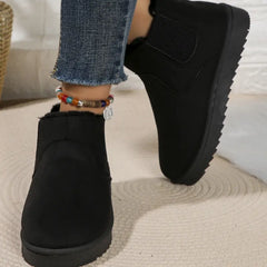 π₯ Order Today & Receive 49% OFF - Comfortable Round Toe Fluffy Lined Slip-On Ankle Winter Short Boots