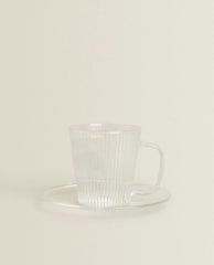 BOROSILICATE GLASS COFFEE CUP AND SAUCER