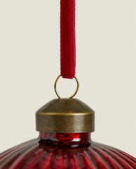 GLASS CHRISTMAS BAUBLE DECORATION WITH STRIPES