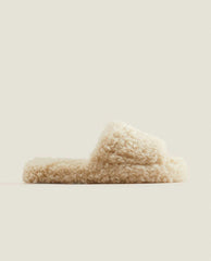 FAUX FUR PLATFORM SLIDER SLIPPERS