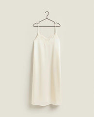 SATIN NIGHTDRESS WITH BLONDE LACE