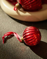 GLASS CHRISTMAS BAUBLE DECORATION WITH STRIPES