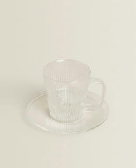 BOROSILICATE GLASS COFFEE CUP AND SAUCER