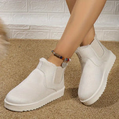 π₯ Order Today & Receive 49% OFF - Comfortable Round Toe Fluffy Lined Slip-On Ankle Winter Short Boots