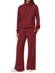 NEW π₯ Women's Cotton Two-Piece Oversized Drawstring Sweatshirt Wide Leg Sweatpants Casual Set
