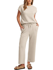 ⏰ LAST DAY SAVE 50% 💥Women Summer Vacation Outfits Cap Sleeve Tops Lounge Matching Sets