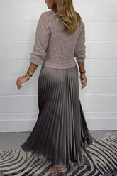 Women’s Stylish and Elegant Round-neck Pleated Dress