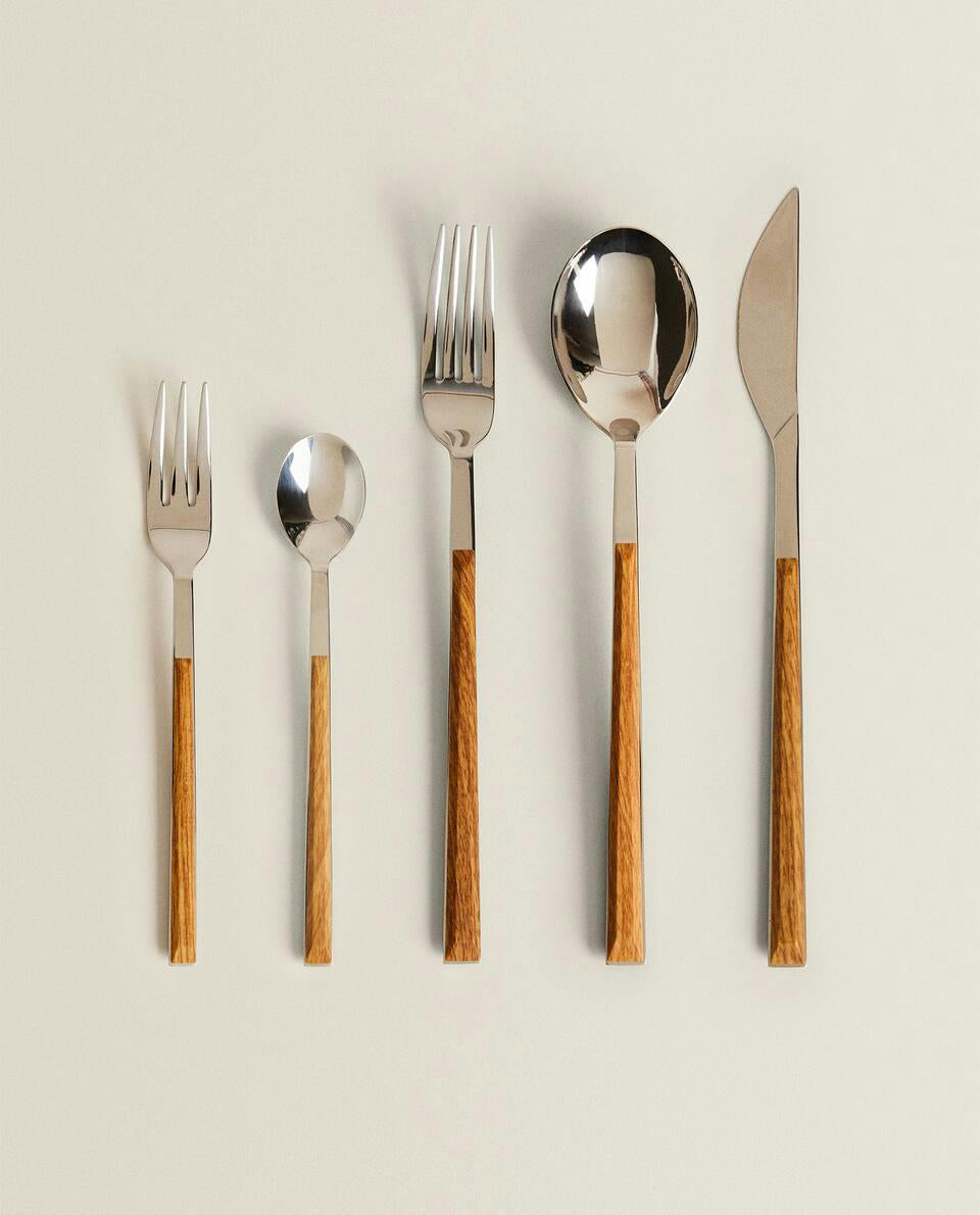 4-TEASPOON BOX WITH WOOD-EFFECT HANDLE