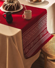 COTTON TABLE RUNNER WITH CHRISTMAS BORDER