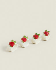 PACK OF CHRISTMAS CERAMIC MISTLETOE NAPKIN RINGS (PACK OF 4)