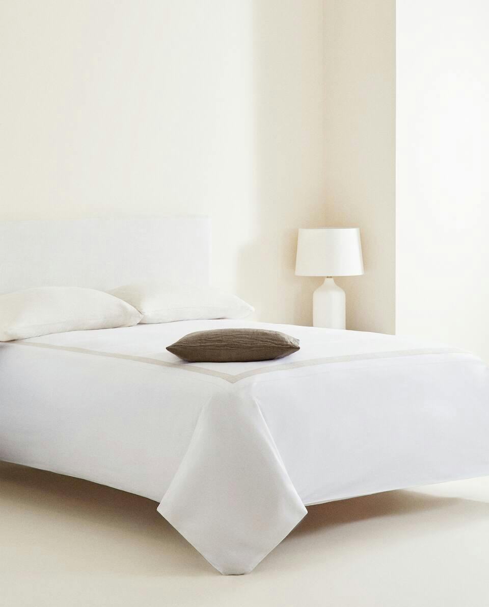DUVET COVER WITH LINEN BORDER