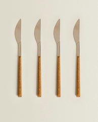 BOX 4 KNIVES WITH WOOD-EFFECT HANDLE