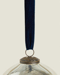 GLASS HERRINGBONE CHRISTMAS BAUBLE DECORATION