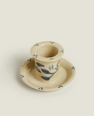 PAINTED CERAMIC CHRISTMAS CANDLESTICK HOLDER