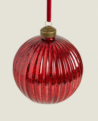 GLASS CHRISTMAS BAUBLE DECORATION WITH STRIPES