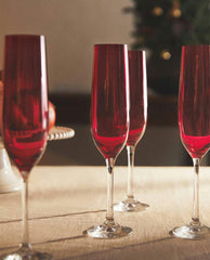 CHRISTMAS CRYSTALLINE COLOURED FLUTE GLASS