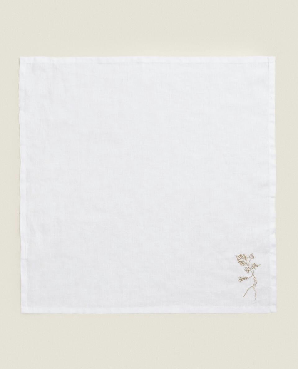 PACK OF EMBROIDERED LINEN CHRISTMAS NAPKINS (PACK OF 2)