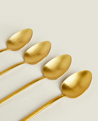 BOX OF 4 SPOONS WITH HAMMERED HANDLE