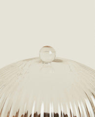 WOODEN AND GLASS CAKE PLATE