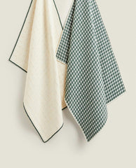 PACK OF WAFFLE COTTON CHRISTMAS TEA TOWELS (PACK OF 2)