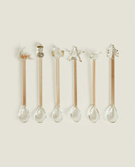 CHRISTMAS GLASS DESSERT SPOON CHARMS (PACK OF 6)