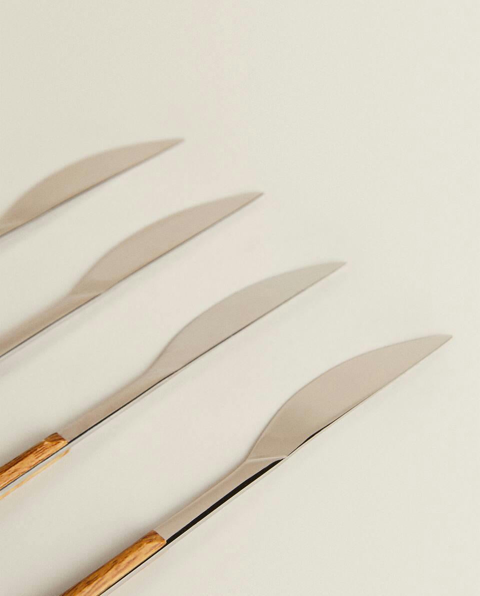 BOX 4 KNIVES WITH WOOD-EFFECT HANDLE