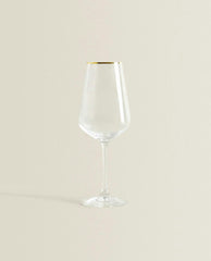 BOHEMIA CRYSTAL GOLD-RIMMED WINE GLASS