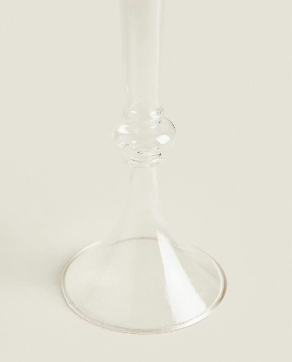 RAISED DESIGN GLASS CANDLESTICK