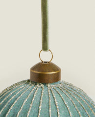 VELVET CHRISTMAS BAUBLE DECORATION WITH STRIPES