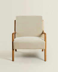 ASH WOOD AND LINEN ARMCHAIR