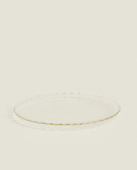CHRISTMAS GLASS DESSERT PLATE WITH GOLD RIM