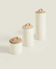 CERAMIC AND WOOD JAR