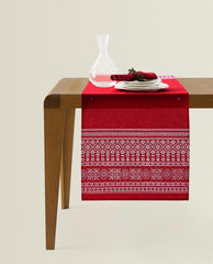 COTTON TABLE RUNNER WITH CHRISTMAS BORDER