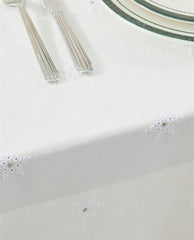 EMBROIDERED COTTON CHRISTMAS TABLECLOTH WITH FRILL