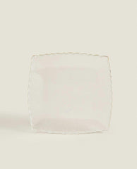 CHRISTMAS GLASS DESSERT PLATE WITH GOLD RIM